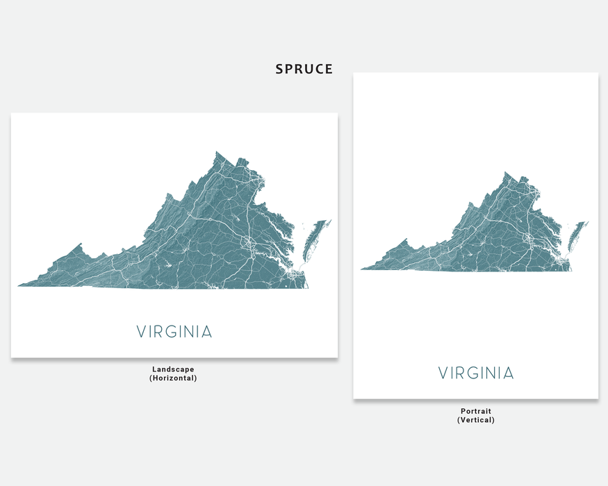 Virginia map print by Maps As Art in Spruce.