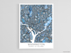 Washington DC city map print with a demin blue geometric design by Maps As Art.
