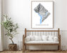 Washington DC map print with a black and white topographic landscape design by Maps As Art.