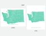 Washington state map print in Mint by Maps As Art.