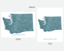 Washington state map print in Spruce by Maps As Art.