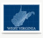 West Virginia state blueprint map art print designed by Maps As Art.