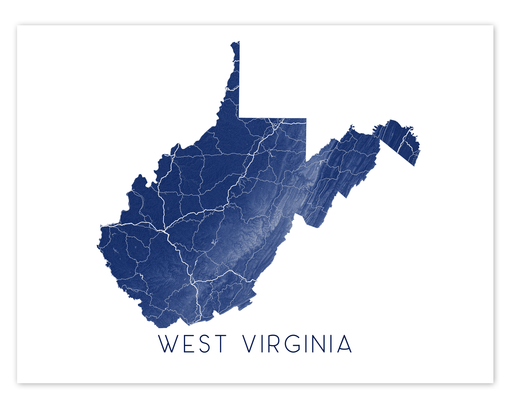West Virginia state map print desinged by Maps As Art.