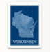 Wisconsin state blueprint map art print designed by Maps As Art.