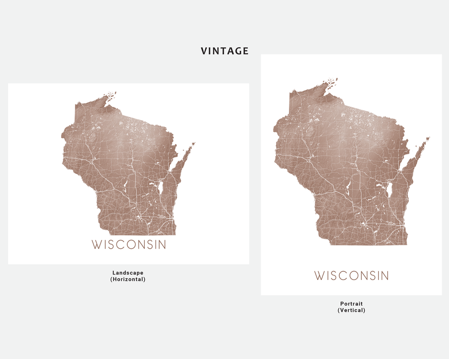 Wisconsin state map print by Maps As Art.