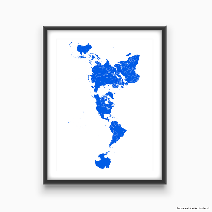 World map print with country boundaries in  designed by Maps As Art.