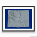 Wyoming state map print with natural landscape in greyscale and a navy blue background designed by Maps As Art.