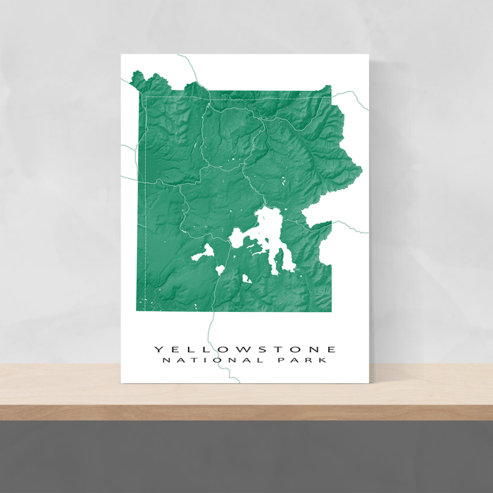 Yellowstone National Park map in Green by Maps As Art.